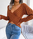 Cross V-Neck Twist Long Sleeve Crop Top Sweater BJS-1217