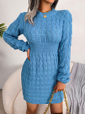 Elegant Warm Pullovers Twist Knitting Sweater Dresses BJS-2076