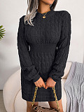 Elegant Warm Pullovers Twist Knitting Sweater Dresses BJS-2076