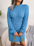 Elegant Warm Pullovers Twist Knitting Sweater Dresses BJS-2076