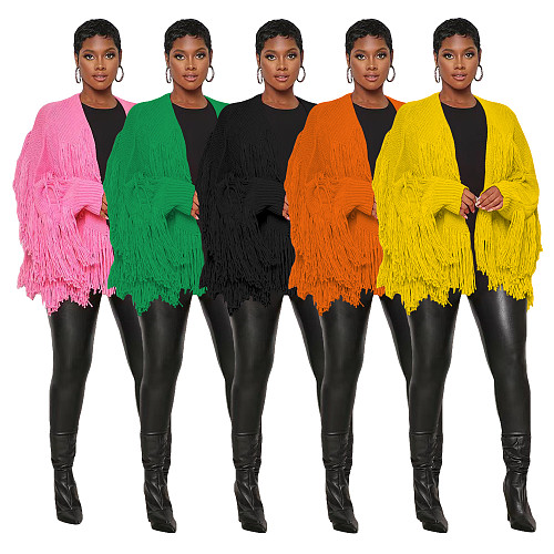 Long Sleeve Open Stitch Tassel Sweater Cardigans TR-1240