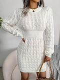 Elegant Warm Pullovers Twist Knitting Sweater Dresses BJS-2076