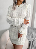 Elegant Warm Pullovers Twist Knitting Sweater Dresses BJS-2076
