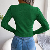 Long Sleeve Cut Out Twist Knitted Pullover Sweaters BJS-1825