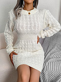 Elegant Warm Pullovers Twist Knitting Sweater Dresses BJS-2076