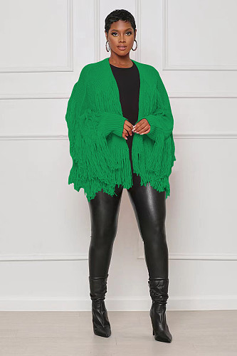 Long Sleeve Open Stitch Tassel Sweater Cardigans TR-1240