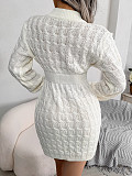 Elegant Warm Pullovers Twist Knitting Sweater Dresses BJS-2076