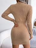 Long Sleeve Knitted Sweater Crop Top Skirts Set BJS-1820