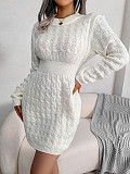 Elegant Warm Pullovers Twist Knitting Sweater Dresses BJS-2076