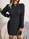 Elegant Warm Pullovers Twist Knitting Sweater Dresses BJS-2076