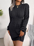 Elegant Warm Pullovers Twist Knitting Sweater Dresses BJS-2076