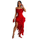 Irregular Tassel High Slit Tube Dress Bandage Mini Dress CYA-901043