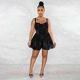 Sexy Lace Patchwork Sleeveless Wide Leg Rompers CYA-900581