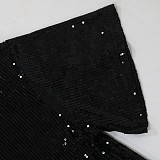 Fashion Sequined Round Collar Short Sleeves Flounced Short Dress CYA-900541