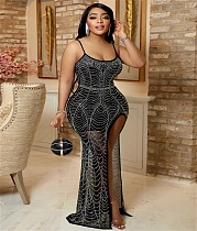 Sexy Hot Drill Spaghetti Strap High Split Prom Dress CYA-9832