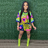 Sequins Geometric Half Sleeve Loose T-shirt Dresses CYA-9984