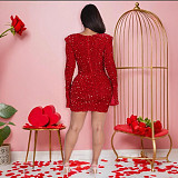Sexy sequin splicing see-through mesh mini dress CYA-901646
