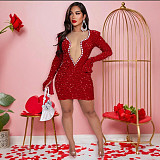 Sexy sequin splicing see-through mesh mini dress CYA-901646
