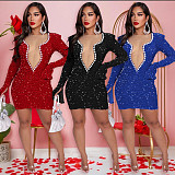 Sexy sequin splicing see-through mesh mini dress CYA-901646
