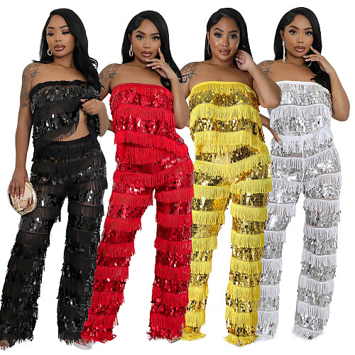 Women's strapless top and slacks two-piece sexy suit CYA-901659