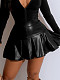 Cute Girl PU-Leather High-elastic Mini Pleated Skirt YH-5324