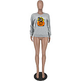 Halloween Print Long Sleeve Cotton T Shirts YH-5279