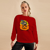 Halloween Print Long Sleeve Cotton T Shirts YH-5279