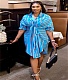 Striped Lace Up Single Breasted Midi Shirt Dresses OLD-8625