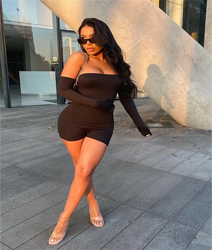 Sexy Off Shoulder Long Sleeve Skinny Rompers PINH-1202