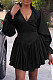 Elegant Girls V-neck Flounced Sleeves Pleated Mini Dresses YH-5308