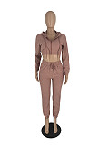 Casual Women Zipper Hoodies And Long Pants Suits YH-5313