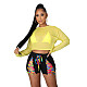 Halter Bra+Mesh Crop Top+Bandage Shorts 3 Piece Set OLD-8636
