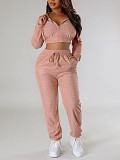 Casual Women Zipper Hoodies And Long Pants Suits YH-5313