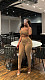 Sexy backless top top slim solid color two-piece set YS-2501