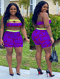 Monogrammed Holloout Bodice + Tight Shorts Two-piece Set DM-8121