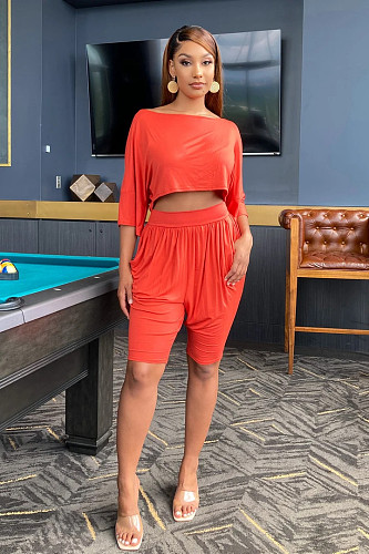 Loose Five-Minute Sleeves Blouse Casual Shorts Two-piece Set DM-8133