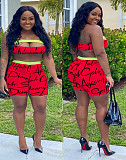 Monogrammed Holloout Bodice + Tight Shorts Two-piece Set DM-8121