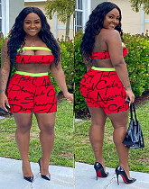 Monogrammed Holloout Bodice + Tight Shorts Two-piece Set DM-8121