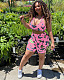 Sexy Butterfly Print Bodice Wrap Tight Shorts Two-piece Set DM-8132