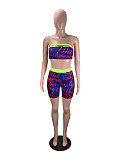 Monogrammed Holloout Bodice + Tight Shorts Two-piece Set DM-8121