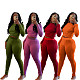 Women Solid Color Long Sleeves Bodycon Pants Sporty 2 Pieces Sets MEM-88606