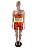 Monogrammed Holloout Bodice + Tight Shorts Two-piece Set DM-8121
