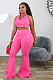 Sexy Solid-color Hang Neck Tank Top Bell-bottom Two-piece Set DM-8141