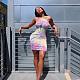 Women Tie Dye Print Sleeveless Lace Up Bodycon MIni Dress DM-8067