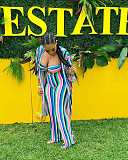 Sexy Wrapped Chest Stripes Three Pieces Sets DM-8072