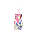 Women Tie Dye Print Sleeveless Lace Up Bodycon MIni Dress DM-8067