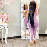 Contrast Stitching Sleeveless High Waist Bodycon Jumpsuits DM-8169