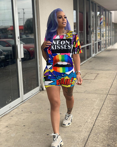 Multicolor Printed Round-Neck Short-Sleeved Romper DM-8122