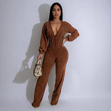 Women's Personalized Line Splicing V-neck Long Sleeve Sports Romper OSM-4467