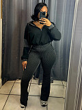 Women Twist Hoodie Splicing Bell Bottoms Two-piece Set CH-25016